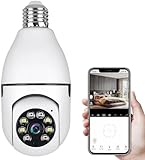 FOUAVRTEL WiFi Wireless Light Bulb Camera 1080P 360 Degree 2.4GHz Dome Smart Surveillance Camera...