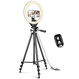 Sensyne 10'' Ring Light with 50'' Extendable Tripod Stand, LED Circle Lights with Phone Holder for...