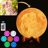 QQ&KK Custom Moon Lamp Night Light ​with 3D Personalized Moon Print Your Own Put Photo & Text,...