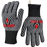 QUWIN BBQ Gloves, 1472℉ Extreme Heat Resistant, Silicone Non-Slip Oven Mitts, Kitchen Gloves for...