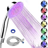 Led Shower Head with Handheld, BBtang 5''Detachable Shower Head with Hose 7 Color Changing Light SPA...