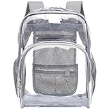 F-color Clear Backpack Heavy Duty - Large Clear Backpacks for School PVC Transparent Clear Bookbag...