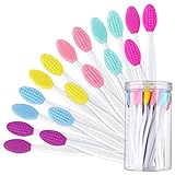 24 Pcs Silicone Exfoliating Lip Brush with Container, Double Sided Silicone Lip Scrubber Soft...