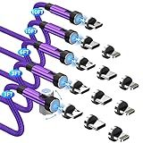 Magnetic Charging Cable [5-Pack,3/3/6/10/10FT] 3 in 1 Magnetic Phone Charger 360°&180° Rotating...