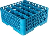 CFS OptiClean Plastic 25-Compartment Divided Glass Rack, Blue, (Pack of 2)