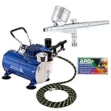 Master Airbrush Multi-purpose Gravity Feed Dual-action Airbrush Kit with 6 Foot Hose and a Powerful...