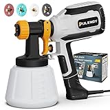 PULENDY Paint Sprayer, 700W HVLP Spray Gun with Cleaning & Blowing Joints, 4 Nozzle Sizes & 3 Spray...