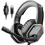 EKSA E1000 USB Gaming Headset for PC - Computer Headphones with Noise Canceling Microphone/Microphone, 7.1...