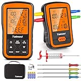Wireless Digital Meat Thermometer with 4 Probes & Meat Injector, Upgraded 500FT Remote Range Cooking...