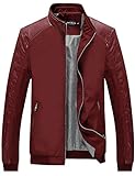 Tanming Men's Casual Slim Fit Lightweight Zip Up Softshell Bomber Jacket (XX-Large, Red)