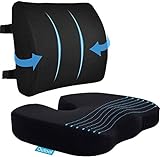Seat Cushion & Lumbar Support Pillow for Office Chair, Car, Wheelchair Memory Foam Desk Chair...