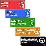 Wash Rinse Sanitize Sink Labels Signs with Wash Hands Sign (12 Labels - 2 FULL SETS 7.3 x 2.5 in) -...