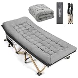 Fragess Portable Camping Cot, 600LBS Max Load, Extra Wide with Thick Mattress, Folding Cot for...