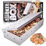 JUEMINGZI Smoker Box for BBQ Grill Wood Chips - 25% Thicker Stainless Steel Won't Warp - Barbecue...