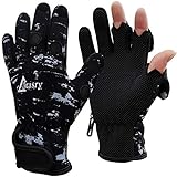 Drasry Neoprene Fishing Gloves Touchscreen 3 Cut Fingers Warm Cold Weather Waterproof Suitable for...