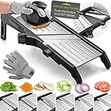 Mandoline Food Slicer, Adjustable Stainless Steel with Waffle Fry Cutter Crinkle Cut Potato Chip...