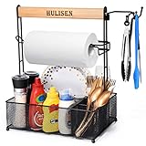 HULISEN Large Grill BBQ Caddy, Picnic Camping Caddy for Plates, Utensils and Paper Towel, Grilling...