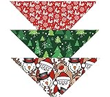 Christmas Bandanas for Dogs 3-Pack Snowflake, Tree, Santa, Reindeer, Snowman Winter Stocking...
