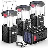 LETMY 4 Pack Camping Lantern, Rechargeable LED Lanterns, Solar Lantern Battery Powered Hurricane...