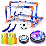 Hover Soccer Ball for Kids, 4-In-1 Air Floating Soccer Toy Set, Rechargeable Hover Soccer & Hockey...