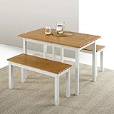 Zinus Becky Farmhouse Dining Table with Two Benches / 3 piece set