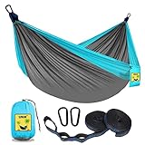 SZHLUX Camping Hammock Double & Single Portable Hammocks with 2 Tree Straps and Attached Carry...