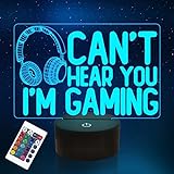 Can't Hear You I'm Gaming Night Light, YuanDian Headset Graphic Video Games Gamer Gift Funny 3D...