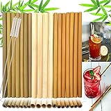 Daily Treasures 18Pcs Bamboo Drinking Straws, 7.9 Inches Natural Reusable Straws Biodegradable...