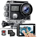 Waterproof Action Camera 4K,CAMWORLD 20MP Ultra HD Video with Front & Touch Rear Screens,131ft...