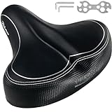 Bikeroo Oversized Bike Seat - Peloton Seat Cushion - Bicycle Saddle Replacement - Wide Cushioned...