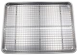 Chef Checkered Baking Pan Set with Wire Rack 13' x 18' - Single Set with Half Sheet Pan and Stainless Steel...