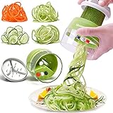 MOOREDLIFE Spiralizer Handheld Vegetable Slicer, 4 in 1 Zucchini Spaghetti Maker Vegetable Zoodle...