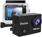 Piwoka Action Camera FHD 1080P, 98FT/30M Underwater Waterproof Camera with Wide Angle ，12MP Sports...