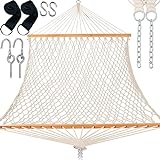 Gafete 13FT Hammocks 59' Width with Tree Straps, Traditional Hand-Woven Double Rope Hammock with...