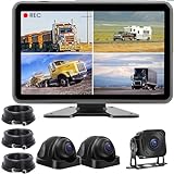 Wired Backup Camera System with 10.1’’ IPS Monitor for Truck RV Bus Trailer,Touch Screen, with...