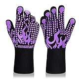 Comsmart BBQ Gloves, 1472 Degree F Heat Resistant Grilling Gloves Silicone Non-Slip Oven Gloves Long...