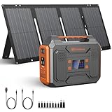 Portable Solar Generator, 300W Portable Power Station with Foldable 60W Solar Panel, 110V Pure Sine...