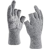 Palmyth Wool Fishing Gloves 3-Cut Fingers Warm for Men and Women Cold Weather Fingerless Gloves for...