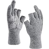 Palmyth Wool Fishing Gloves 3-Cut Fingers Warm for Men and Women Cold Weather Fingerless Gloves for...