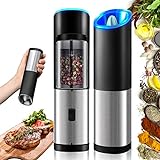 Rocyis Electric Salt and Pepper Grinder-Gravity Automatic Spice Mill Set-Battery Powered w/ LED...