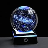 3D Solar System Crystal Ball with LED Colorful Lighting Touch Base, Solar System Model Decor Science...