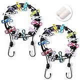 2 Pack Portable Travel Clothesline with 12 Clothespins, Clothes Line for Camping...