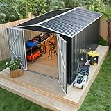 Polar Aurora 8 x 12 FT Outdoor Storage Shed, Metal Garden Shed with Updated Frame Structure, Tool...