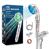 2NLF Led Shower Head with beads, 7 Colors Automatically Changing, Filter Filtration High Pressure...