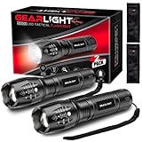 GearLight Flashlight 2pk Bright, Zoomable Tactical Flashlights High Lumens Great Gift for Men,...
