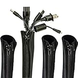 Blue Key World Cable Management Sleeve, 4 Pack, 20 Inch Cord Organizer System with Zipper for TV...