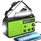 【2022 Newest】8000mAh Emergency Hand Crank Radio,AMFM NOAA Weather Alert Radio,Survival Solar...