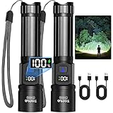 Rechargeable Flashlights 2 Pack, Super Bright High Lumens Flash Light, 5 Modes Zoomable Linternas...