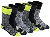 Dickies Men's Dri-tech Moisture Control Crew Socks Multipack, Hi-Vis Yellow Black (6 Pairs), Shoe:...