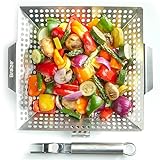 Stainless Steel Grill Basket With Removable Handle - Premium Grill Pan for Outdoor Cooking, BBQ...